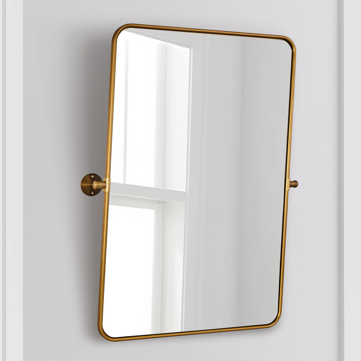 Modern Rectangle Pivot Mirror Adjustable Floating / Tilting Bathroom Mirror