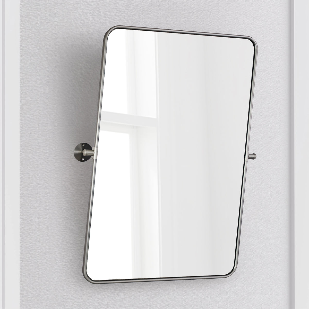 Modern Rectangle Pivot Mirror Adjustable Floating / Tilting Bathroom Mirror