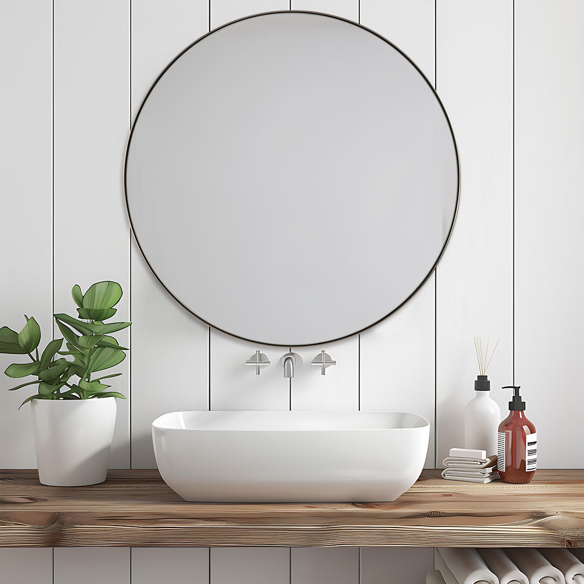 Open Box Like New: Modern Round Vanity Wall Mirrors For Bathroom