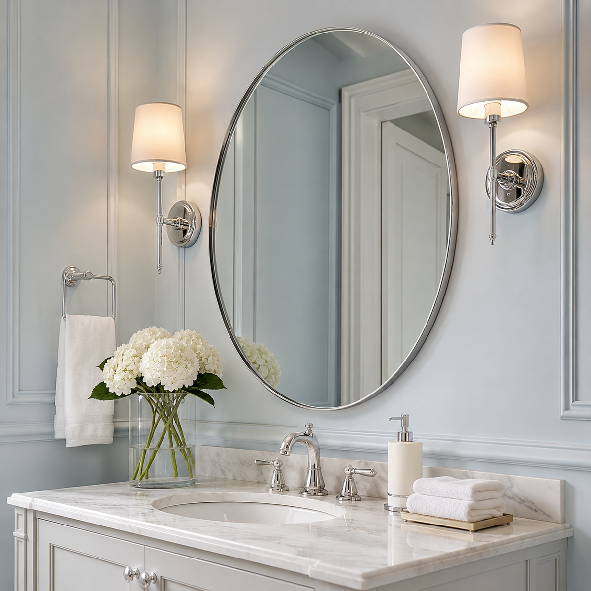 Modern Round Bathroom Mirrors Circle Wall Mirror | Stainless Steel Frame