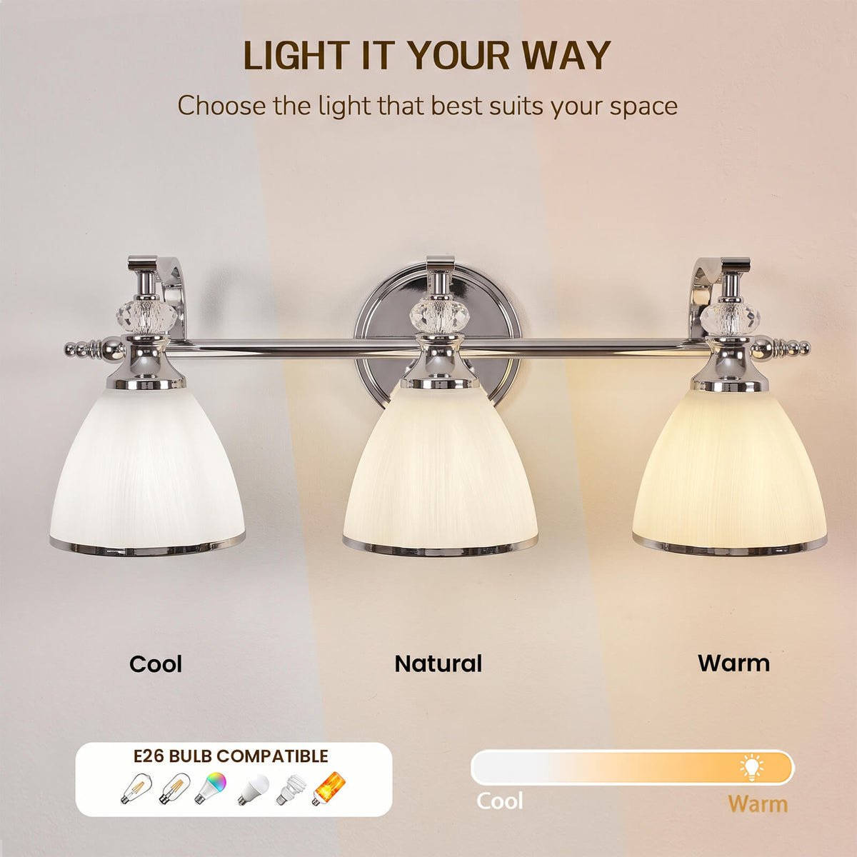 Vintage Frosted Trumpet Glass Shade Bathroom Vanity Light