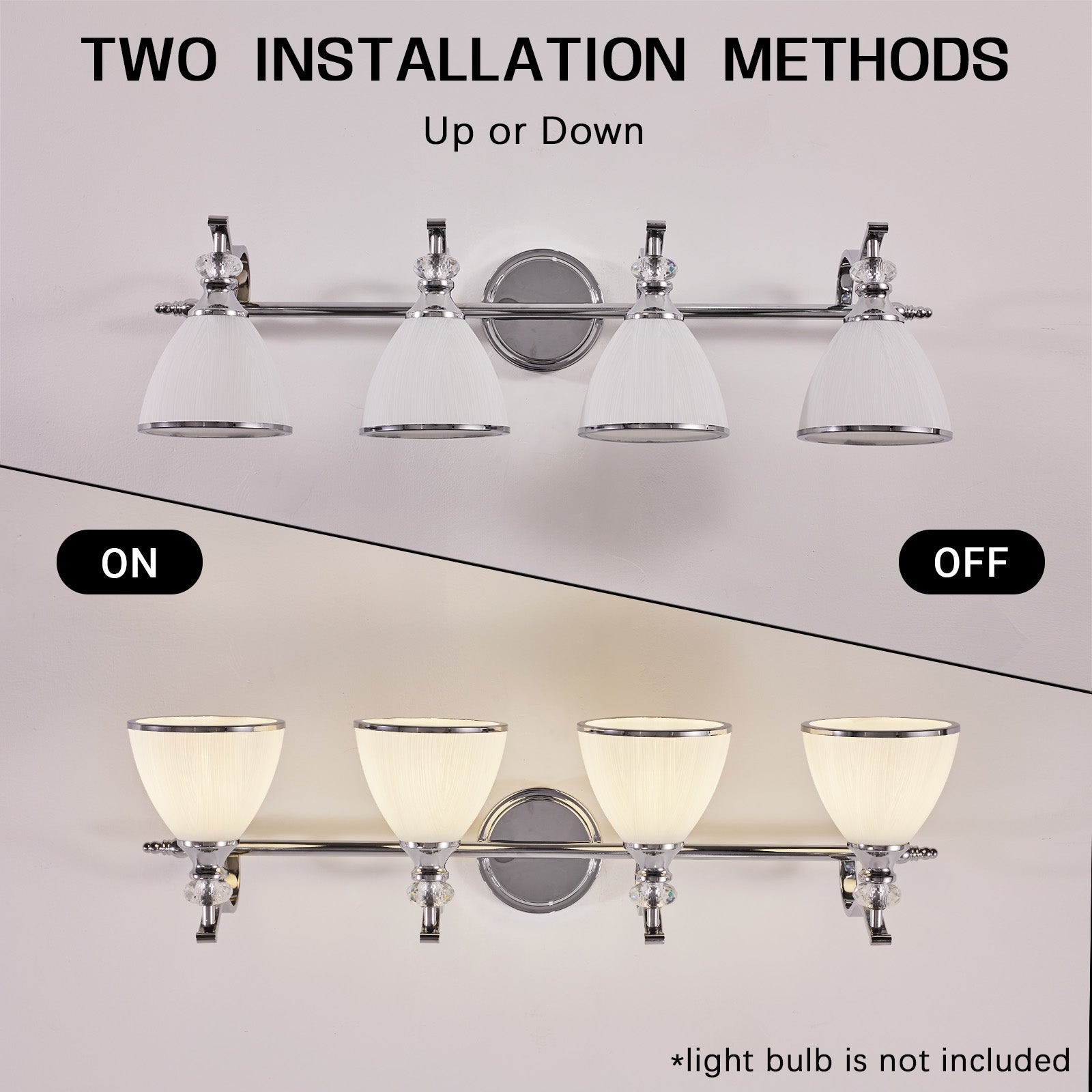 Artistical Metal Crank Frame White Frosted Trumpet Shade Bathroom Sconces