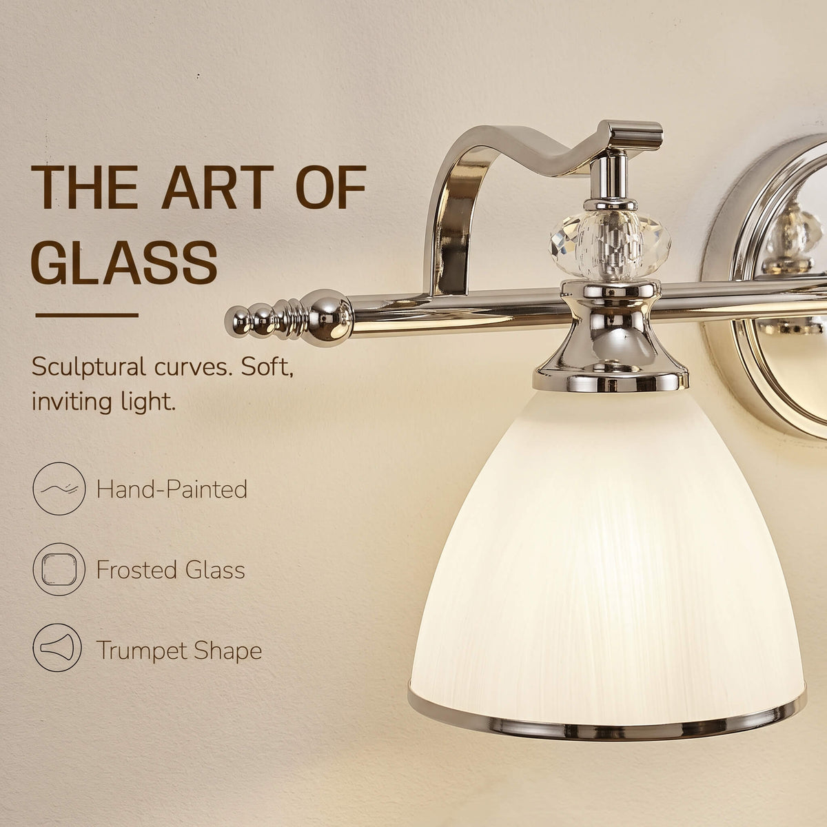 Vintage Frosted Trumpet Glass Shade Bathroom Vanity Light