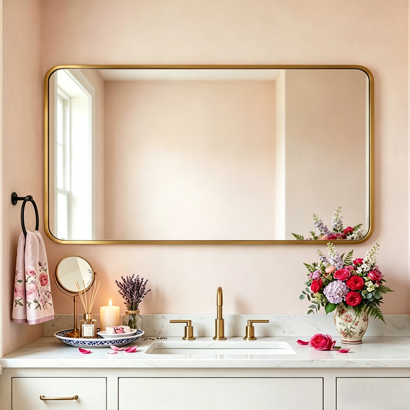Modern Bold Framed Rectangle Wall Mirrors for Bathroom Wall| Stainless Steel Framed