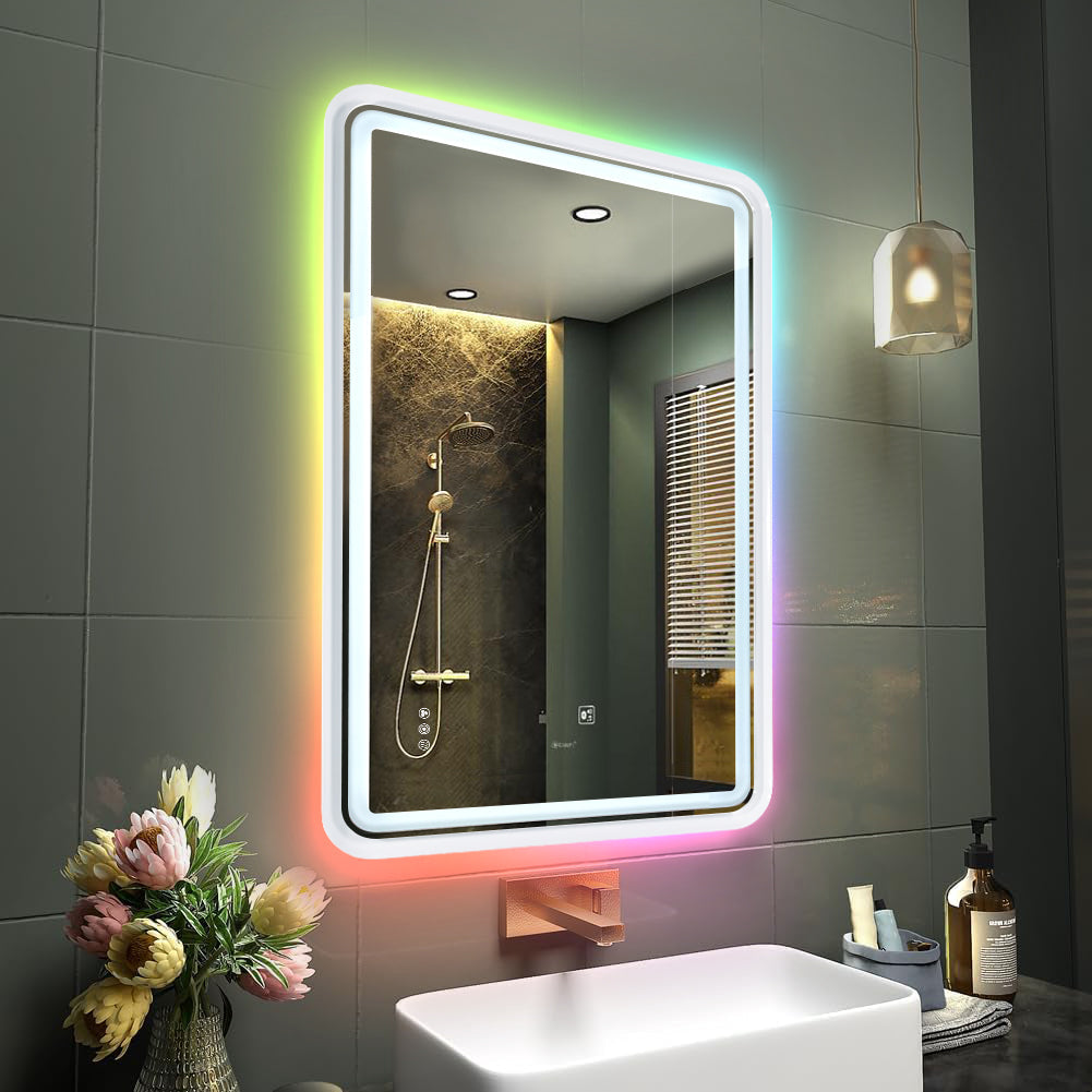 Open Box Like New : WRGB Backlit Lighted Bathroom Mirror with Anti-Fog & Dual Front and Back Lights