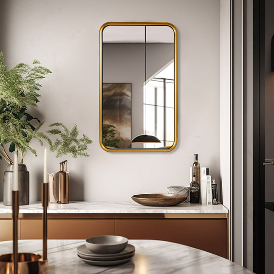 Contemporary Reverse Beveled Metal Framed Rectangle Wall Mirrors