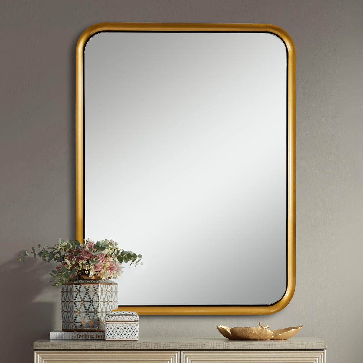 Contemporary Reverse Beveled Metal Frmaed Rectangle Wall Mirrors