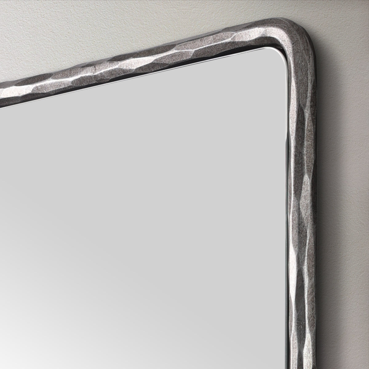 Antique Hand Hammer Frame  Forged Iron Rectangle Wall Mirrors Wrought Iron Mirror