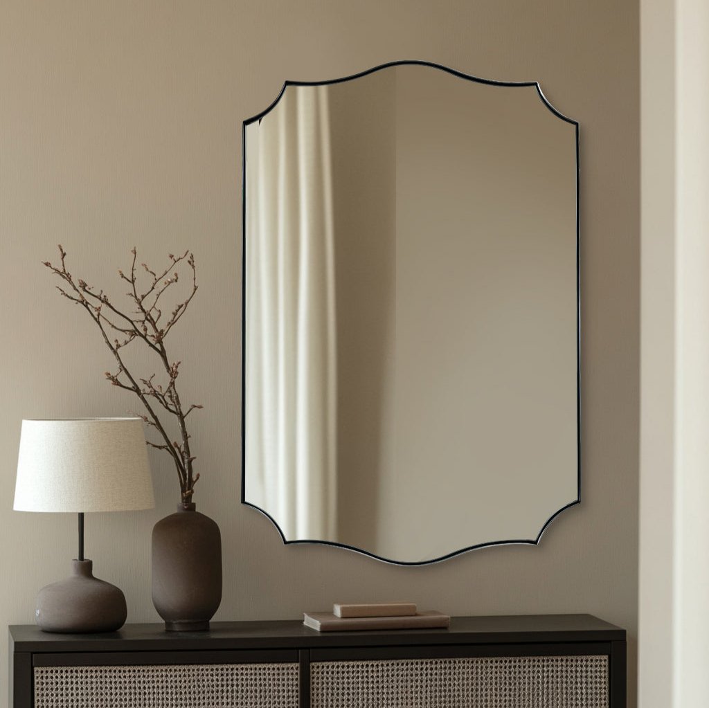 Traditional Scalloped Rectangle Irregular Wall Mirrors | Decorative Metal Frame