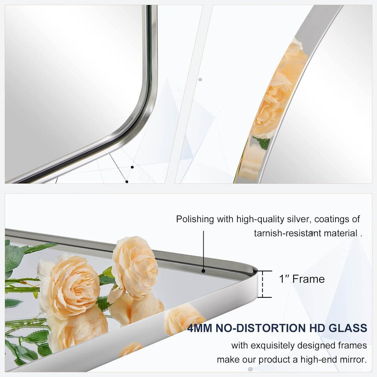 Contemporary Arched Bathroom Vanity Mirror | Stainless Steel Frame