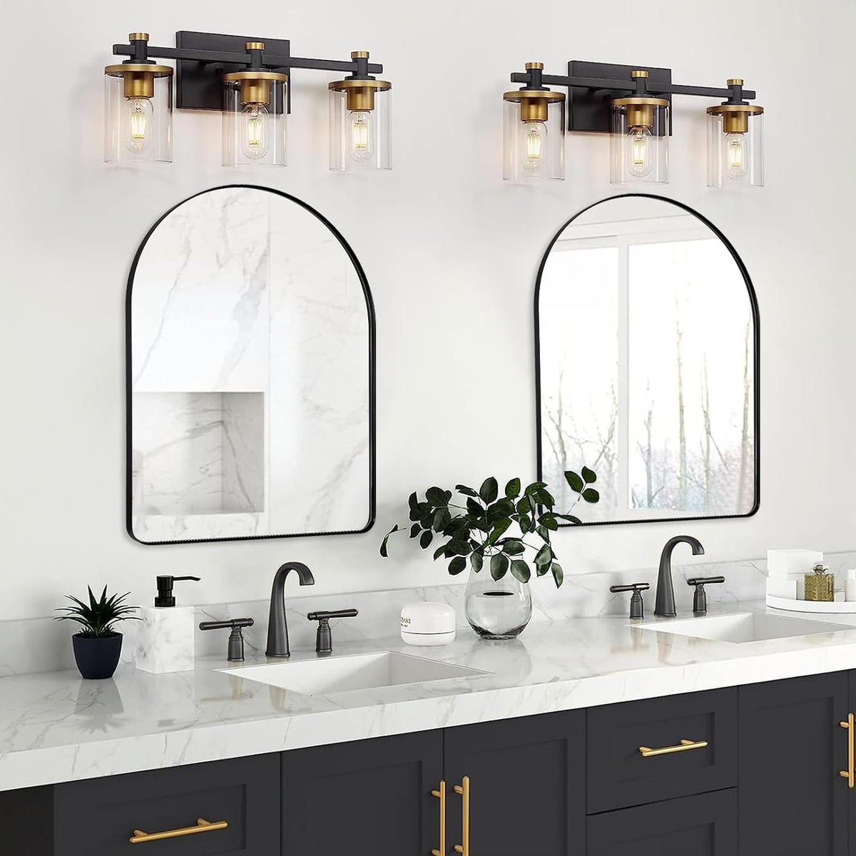Contemporary Arched Bathroom Vanity Mirror | Stainless Steel Frame