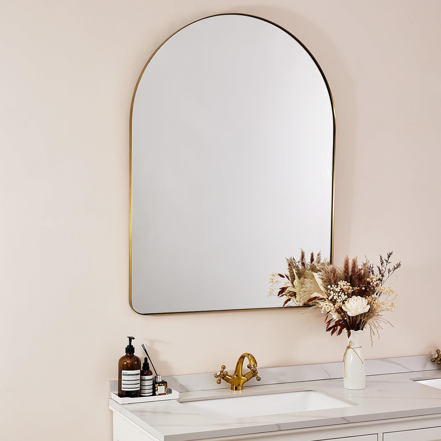 Open Box Like New: Contemporary Arched Bathroom Vanity Mirror