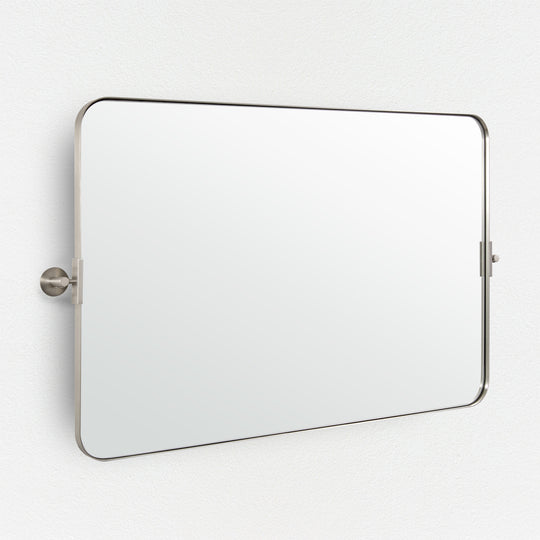 Horizontally Tilting Pivot Rectangle Mirrors for Bathroom | Stainless Steel Frame