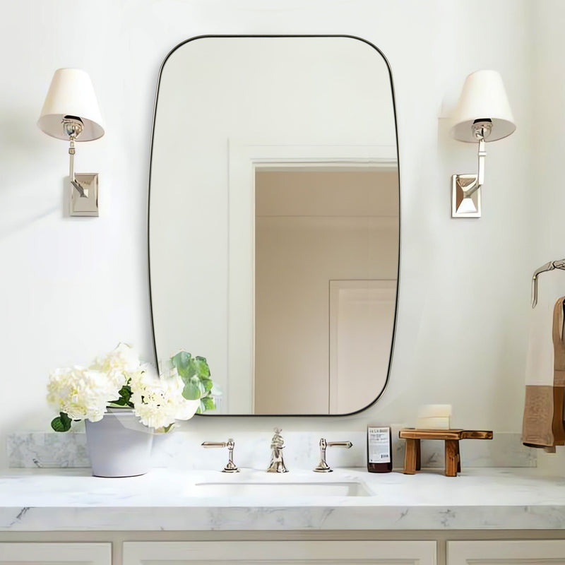 Modern Oblong Oval Bathroom Mirror with Stainless Steel Frame