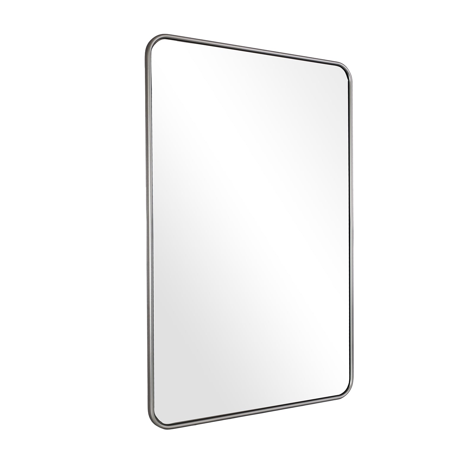 Contemporary Rounded Rectangular Bathroom Wall Mirror| U-Shaped Tube Aluminum Framed