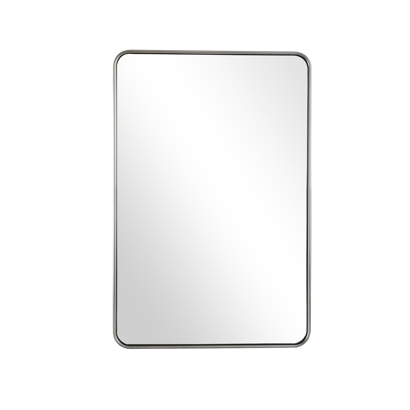 Contemporary Rounded Rectangular Bathroom Wall Mirror| U-Shaped Tube Aluminum Framed