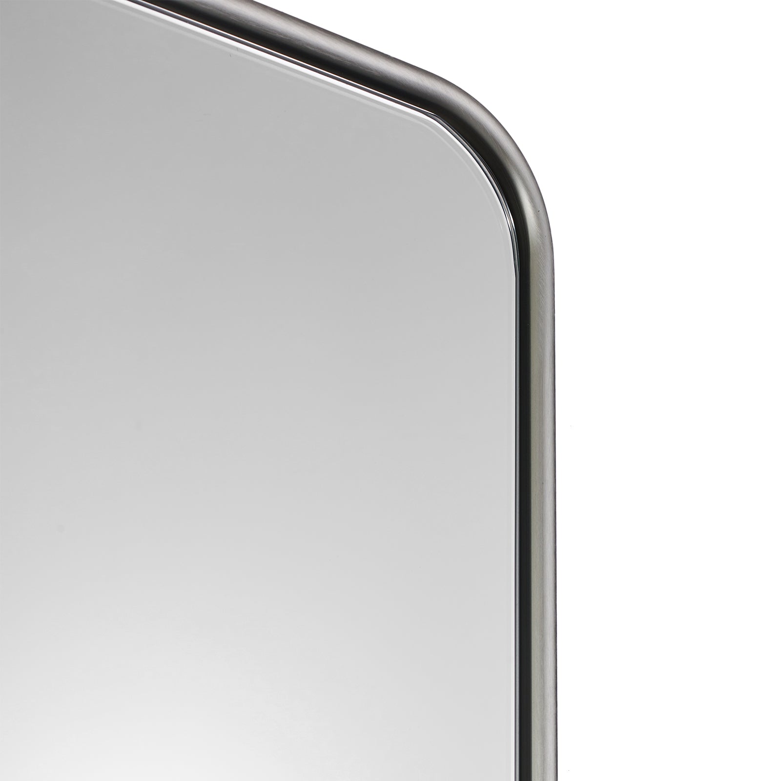 Contemporary Rounded Rectangular Bathroom Wall Mirror| U-Shaped Tube Aluminum Framed