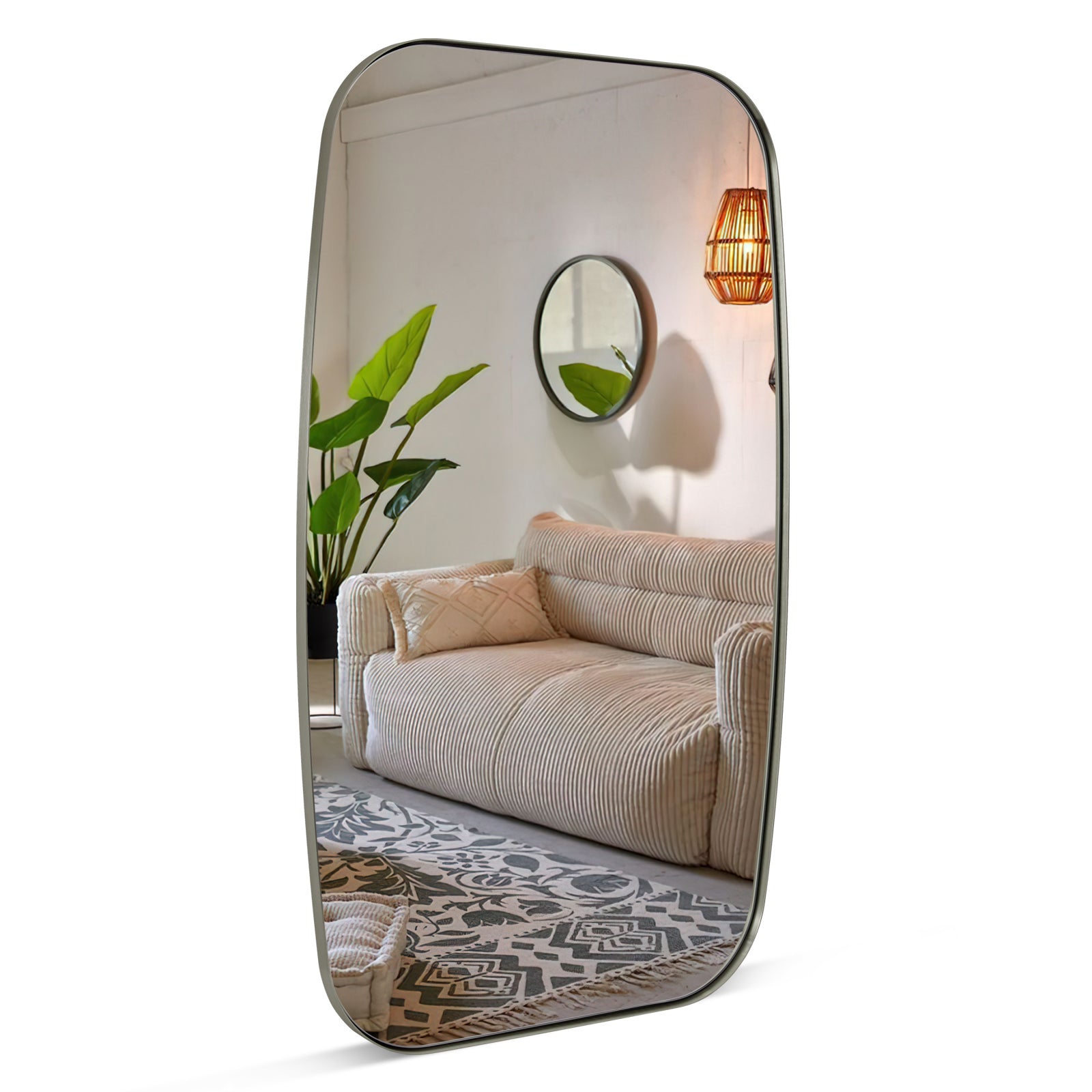 Modern Oblong Long-Oval Full Length Mirrors | Stainless Steel Frame