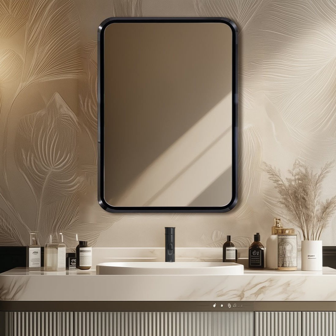 Metal Extended Frame Suspended Mirror for Bathroom/ Wall