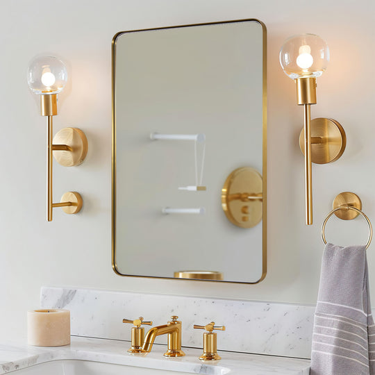 Modern Rounded Rectangle Mirror for Bathroom/ Vanity/ Wall | Stainless Steel Frame