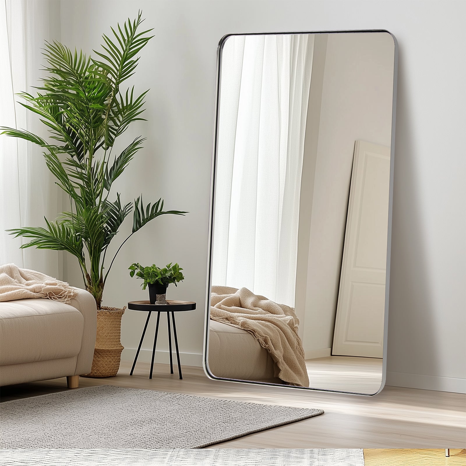 Full Length Mirror for Wall Full Body Rectangle Long Vanity Mirror | Stainless Steel Frame