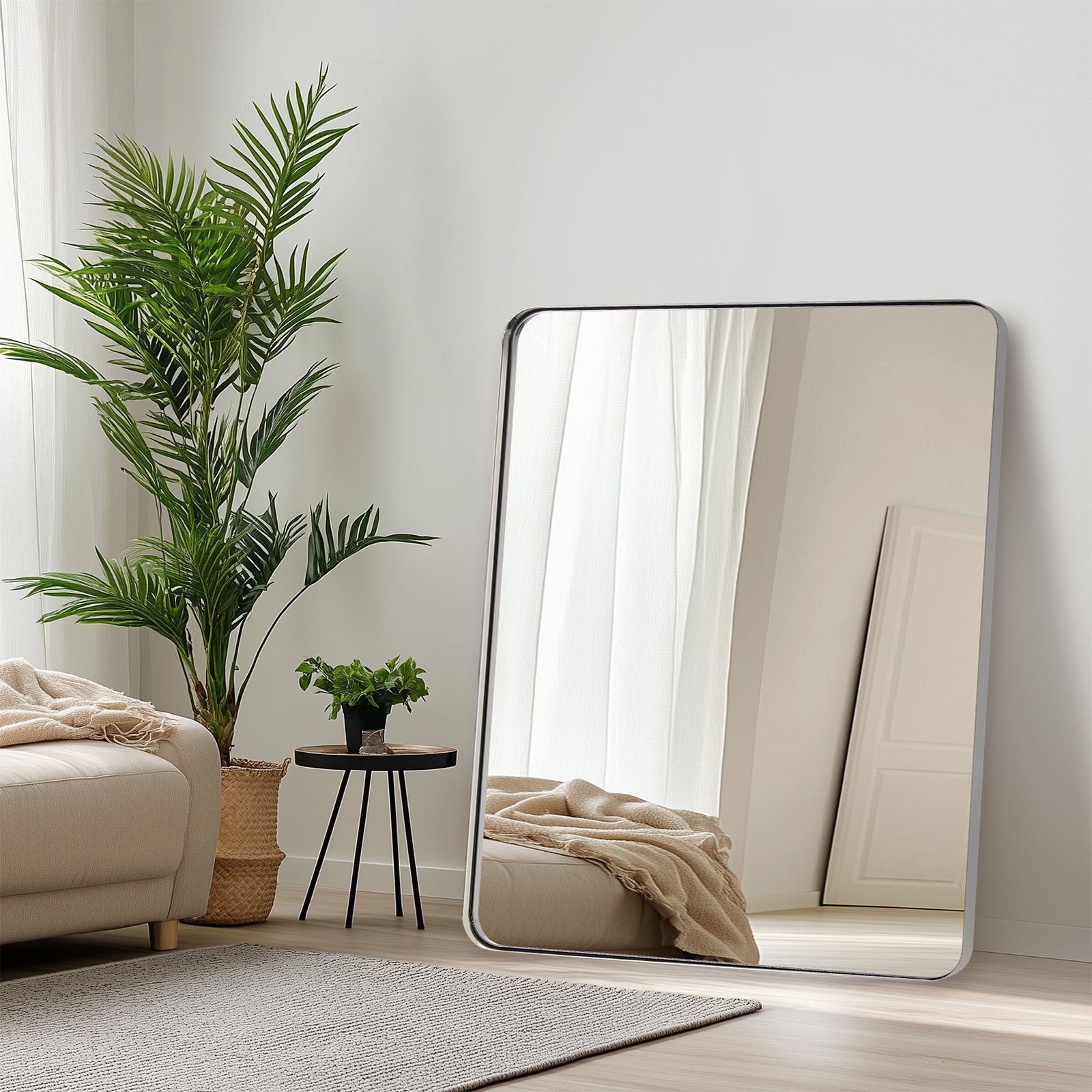 Full Length Mirror for Wall Full Body Rectangle Long Vanity Mirror | Stainless Steel Frame