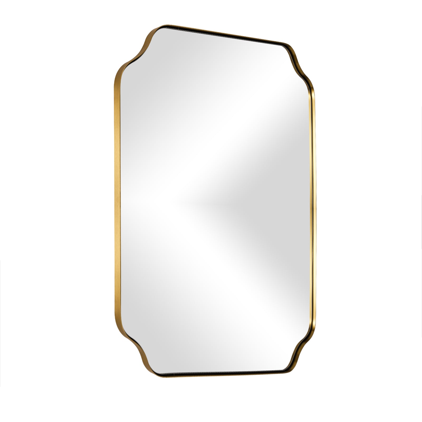 Notched Corner Irregular Scalloped Rectangle Mirrors | Stainless Steel Frame