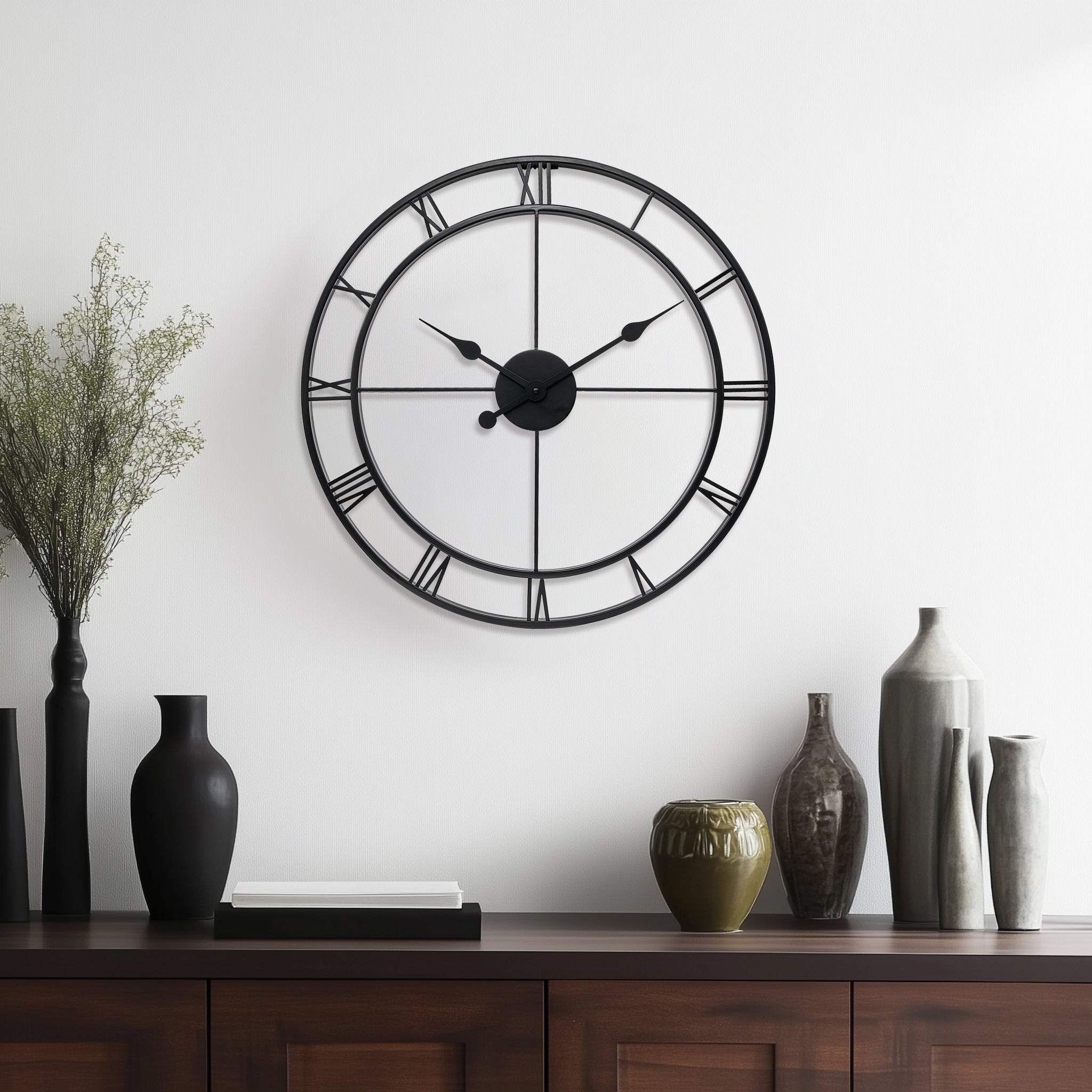 24 Inch Large Metal Analog Roman Numeral Wall Clock