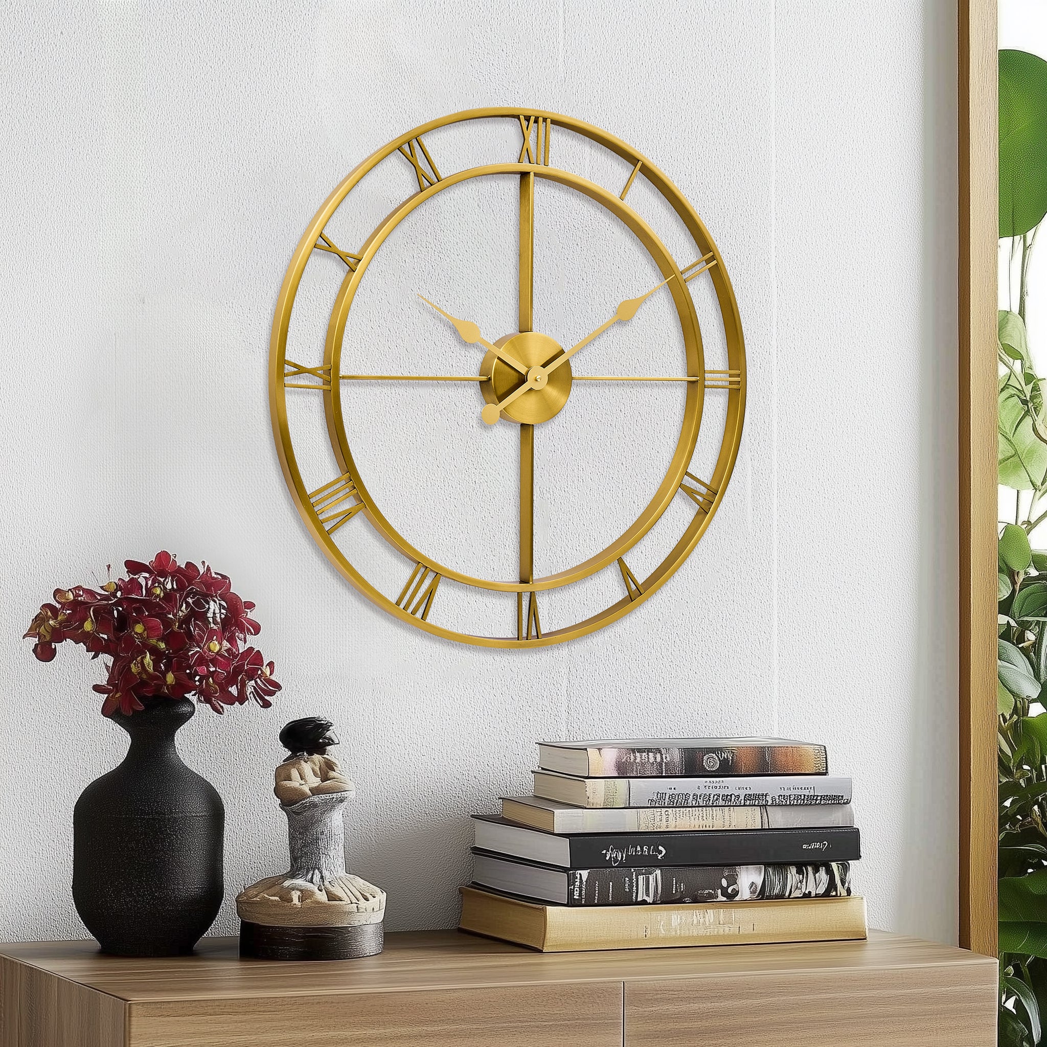 24 Inch Large Metal Analog Roman Numeral Wall Clock