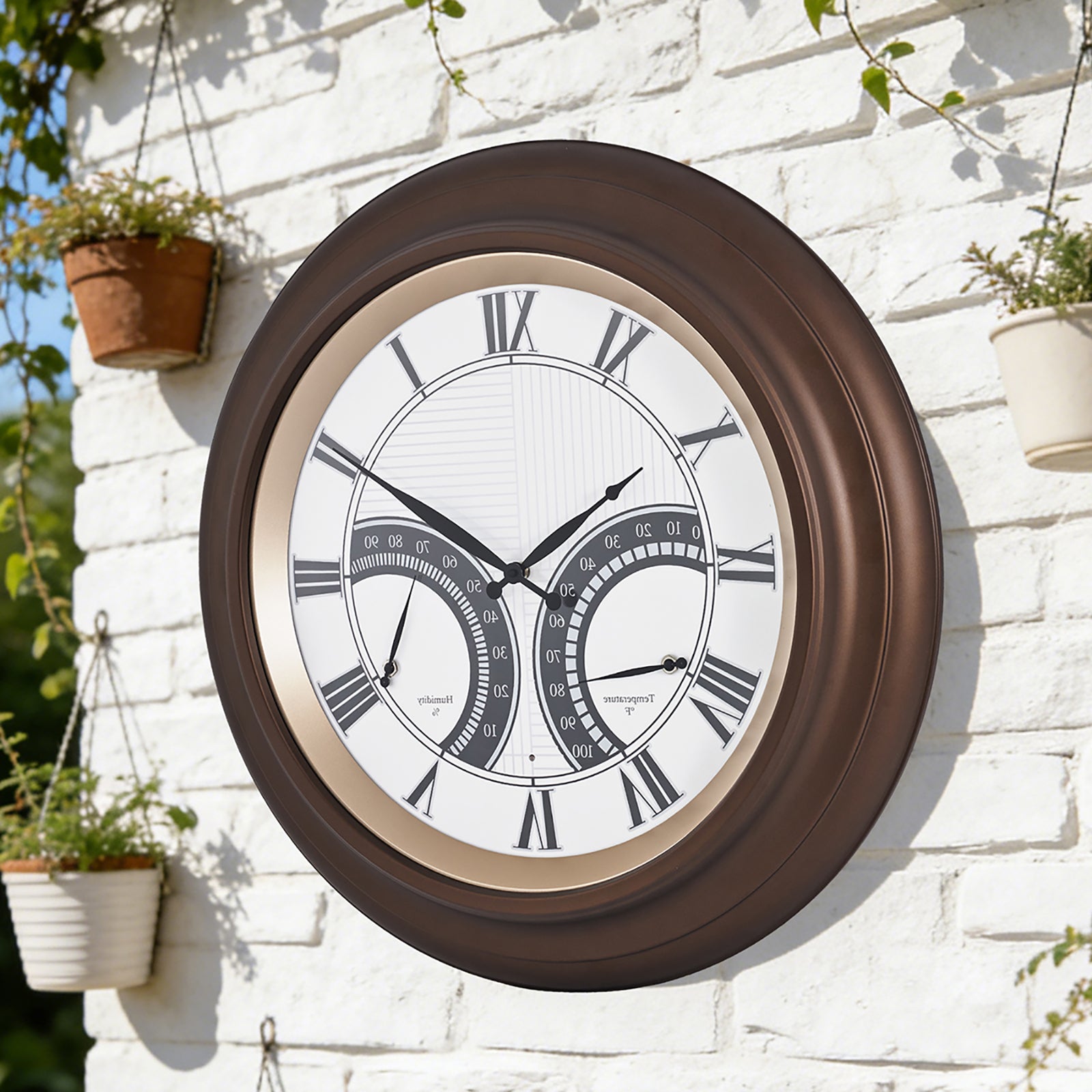 Contemporary 24 Inch Large Outdoor Wall Clock Waterproof Illuminated Clock,Stripe Dial