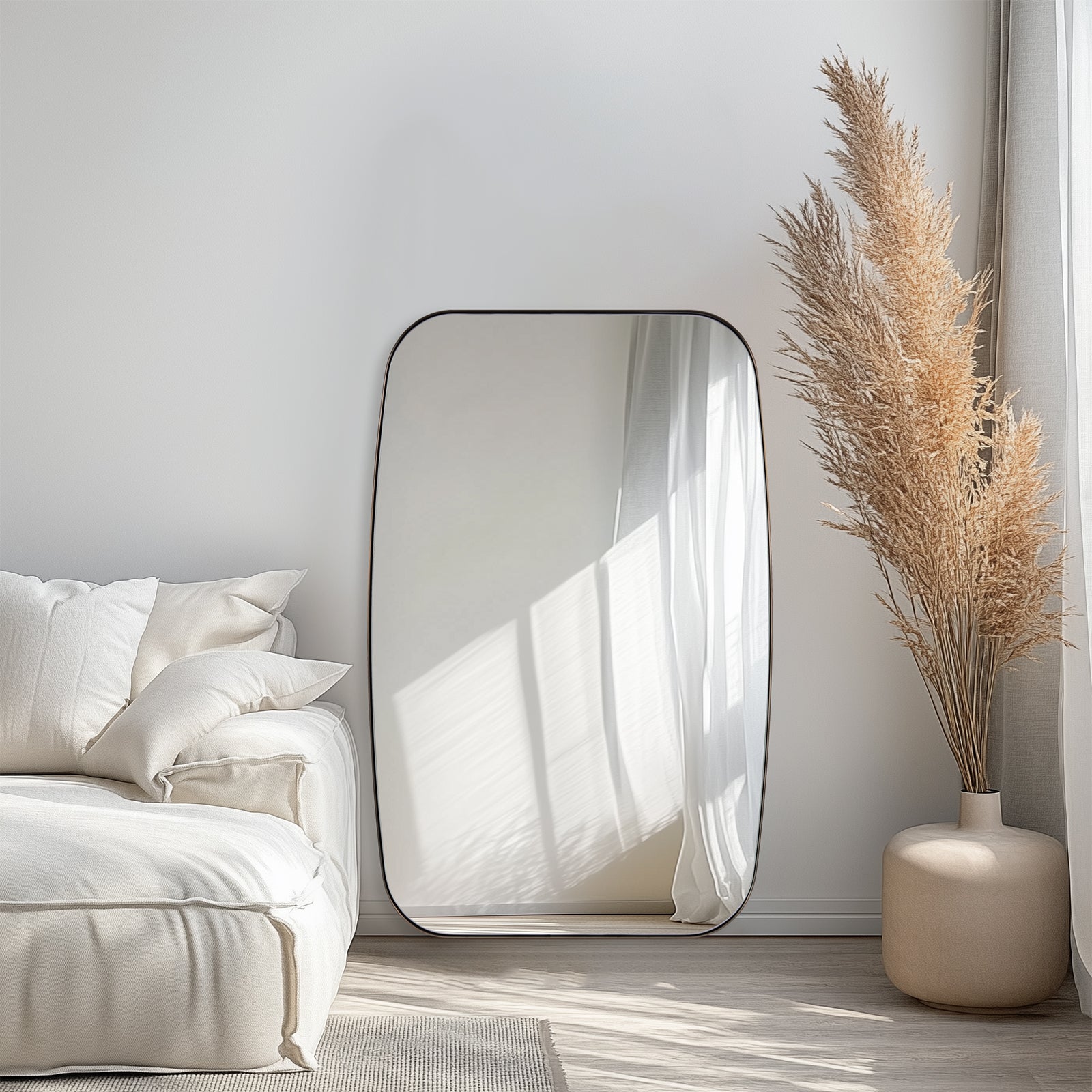 Modern Oblong Long-Oval Full Length Mirrors | Stainless Steel Frame