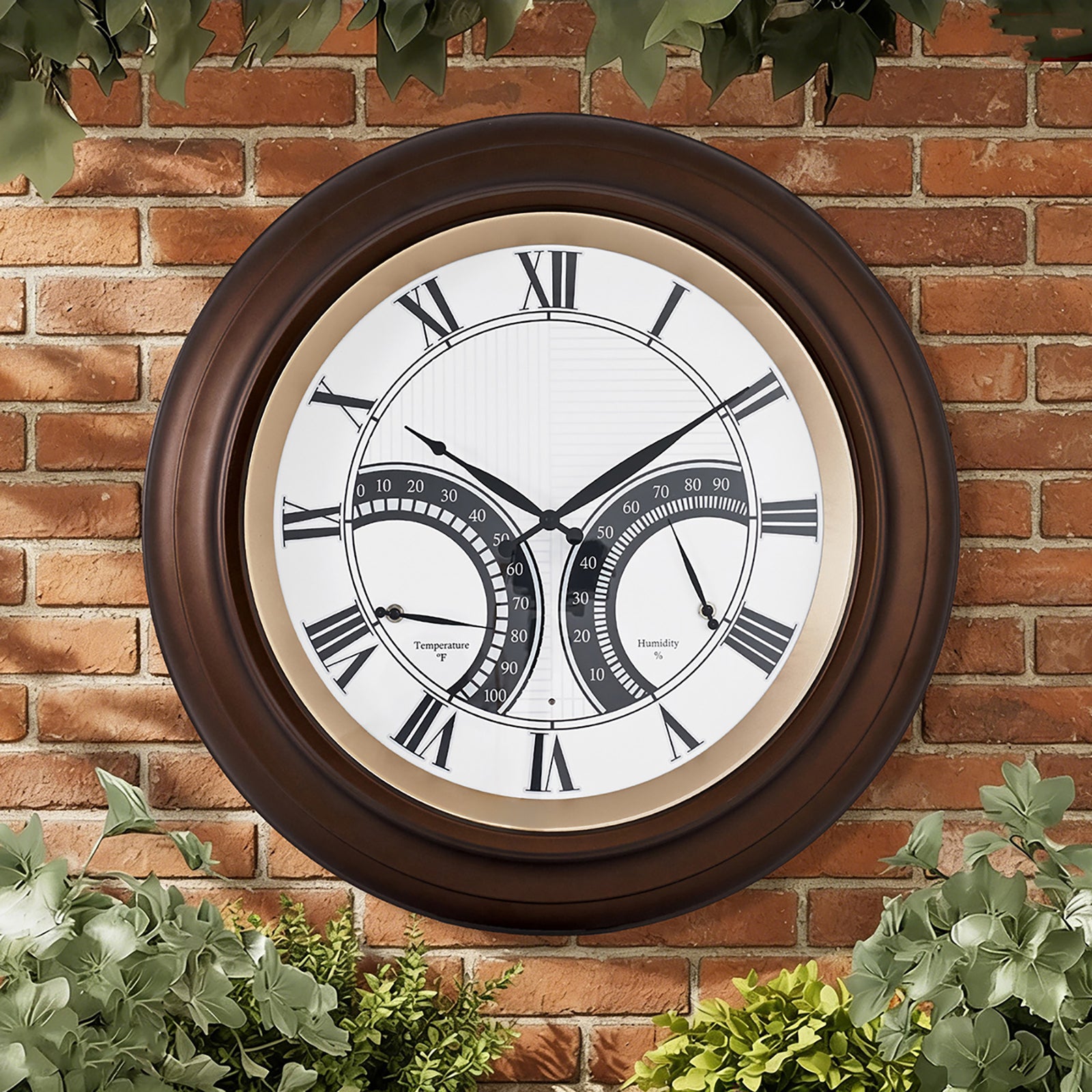Contemporary 24 Inch Large Outdoor Wall Clock Waterproof Illuminated Clock,Stripe Dial