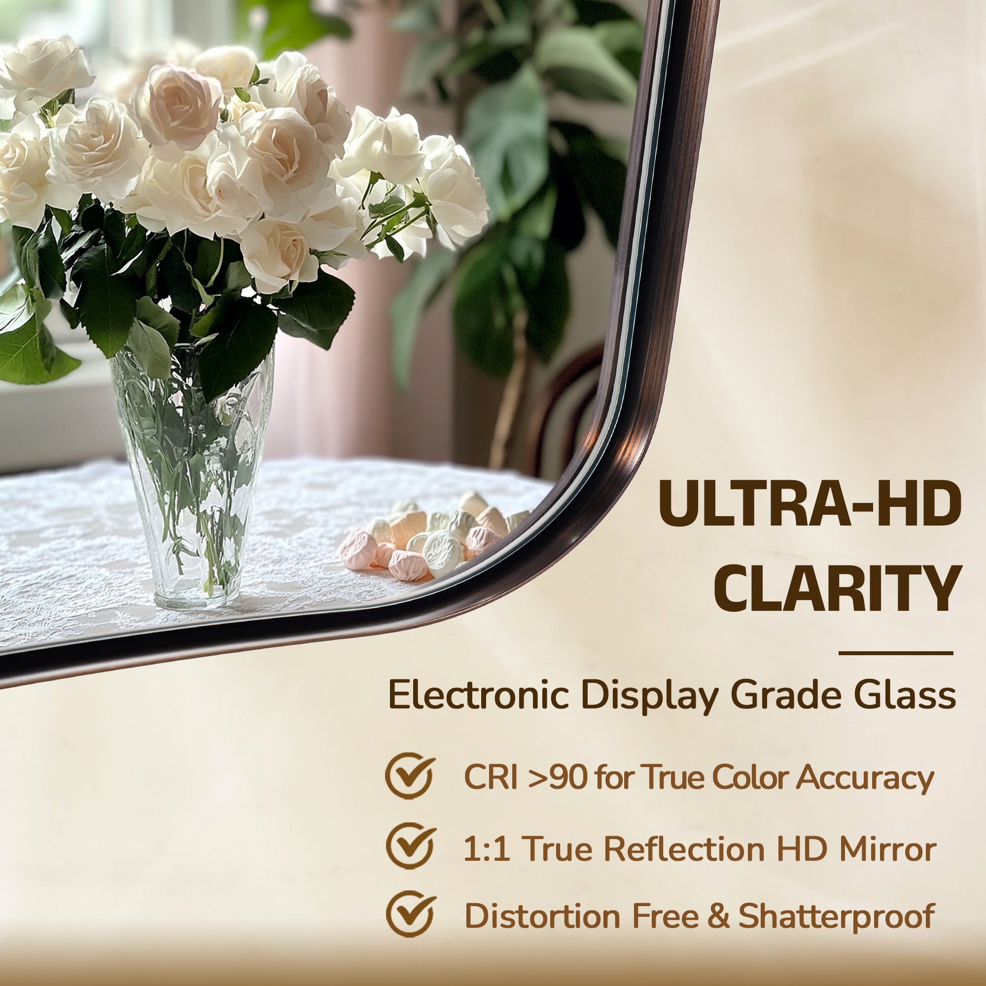 Contemporary Concave Scalloped Irregular Wall Mirror for Bathroom  |Stainless Steel Frame