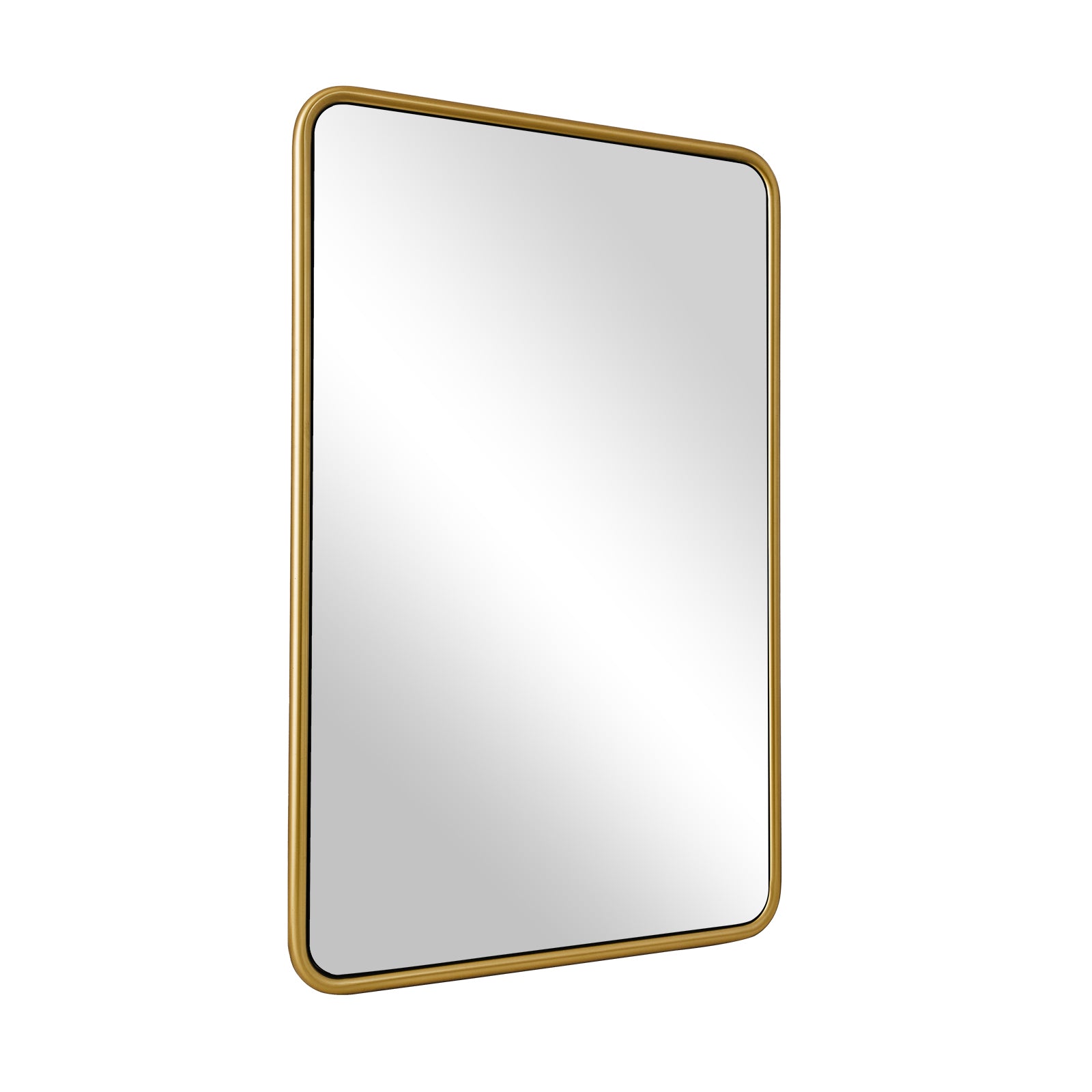 Contemporary Rounded Rectangular Bathroom Mirrors| O-Shaped Tube Stainless Steel Frame