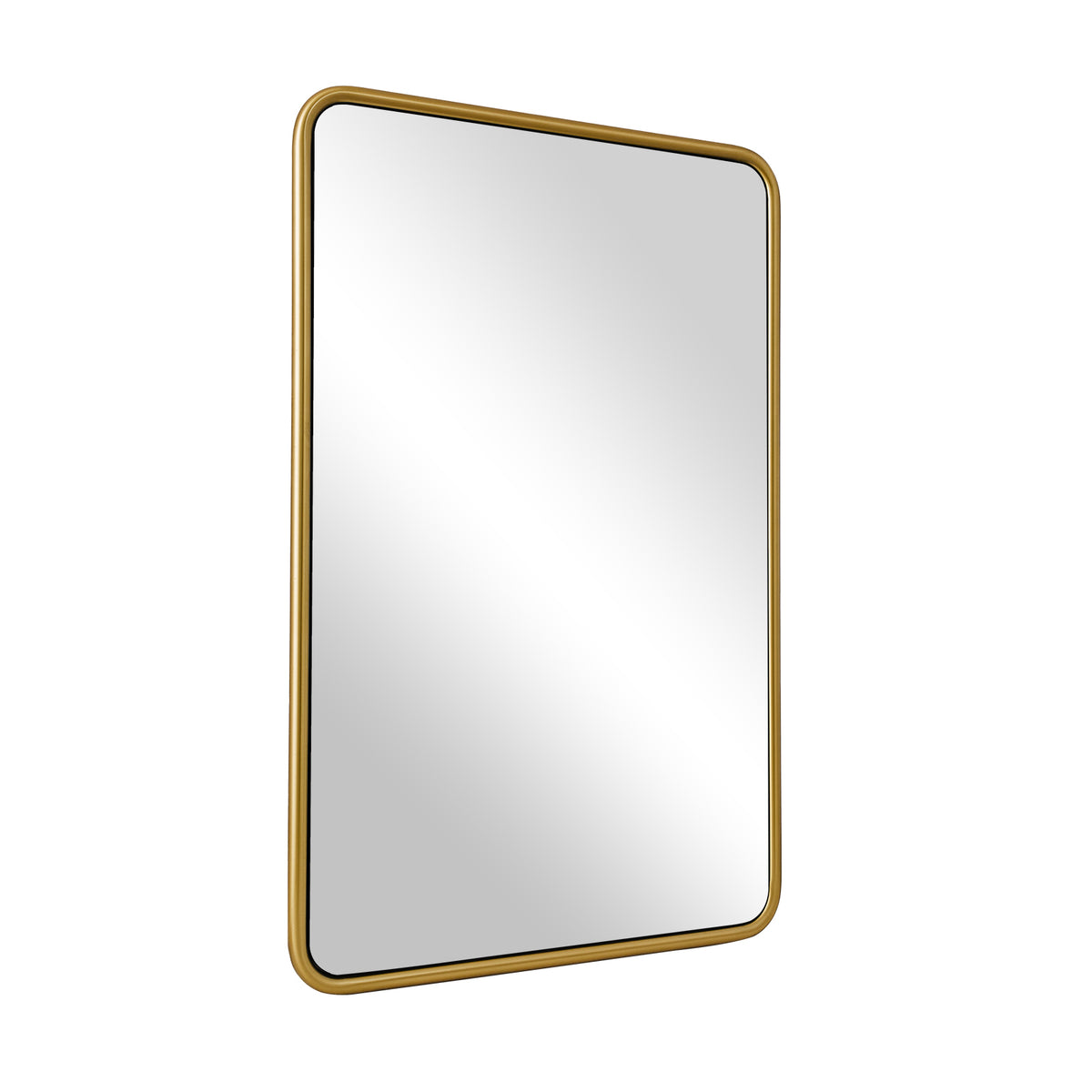 Contemporary Rectangle Bathroom Mirror |Rounded Stainless Steel Framed