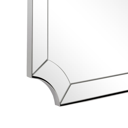 Modern Glass Tiles Edge Cut Corner Scalloped Bathroom Vanity Mirrors | Stainless Steel Frame