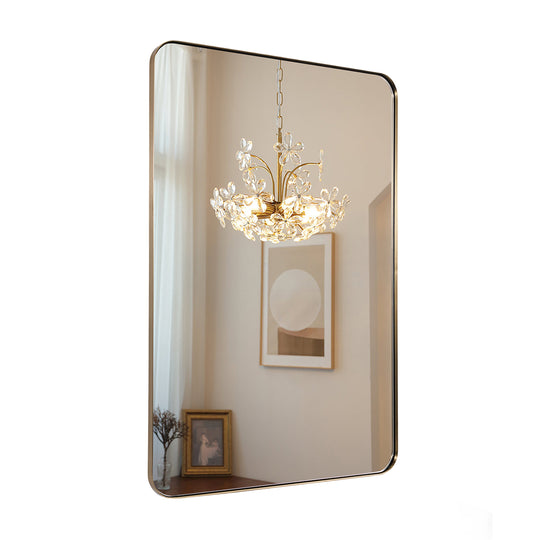 Modern Rounded Rectangle Mirror for Bathroom/ Vanity/ Wall | Stainless Steel Frame