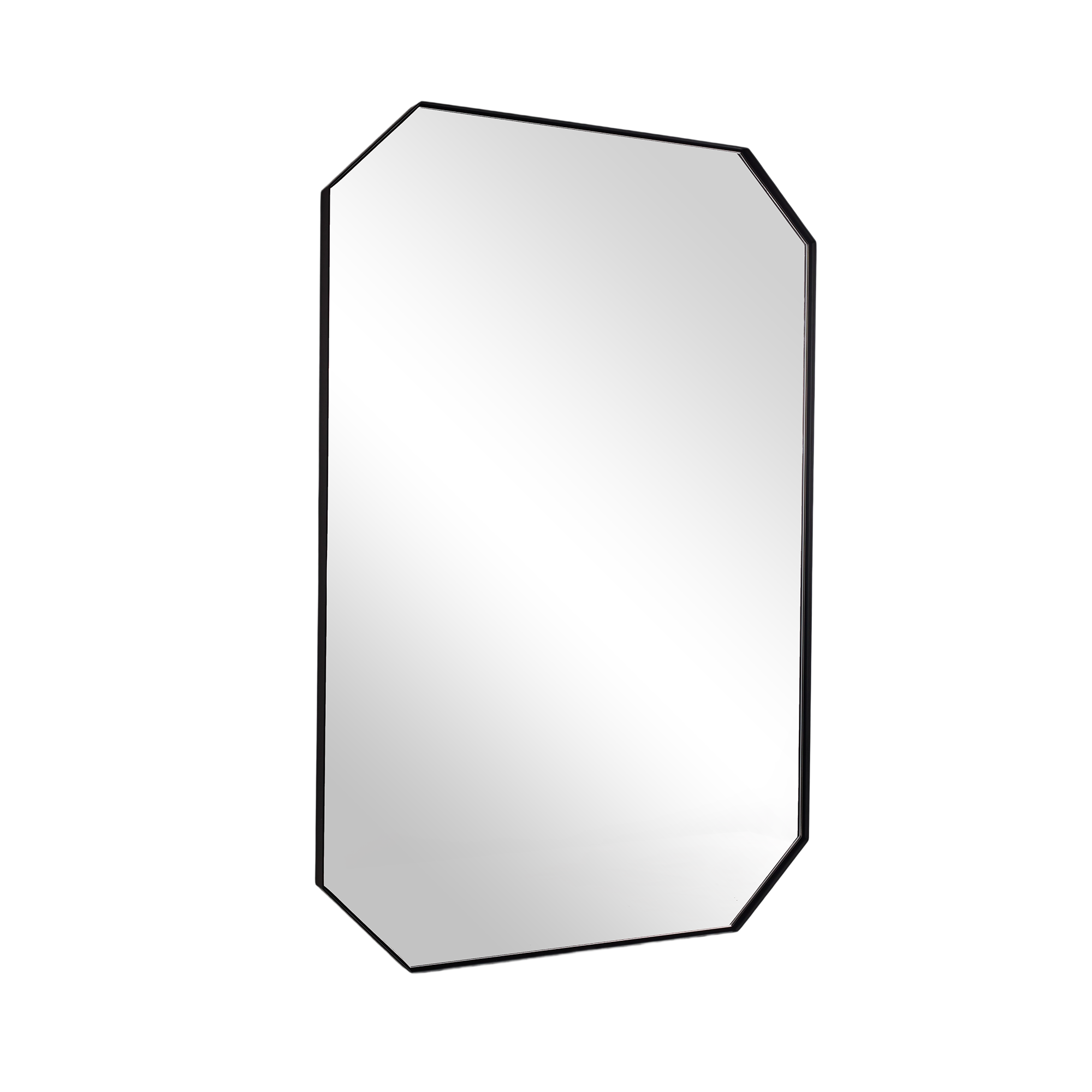 Contemporary Cut Corner Octagonal Scalloped Rectangle Mirror for Bathroom  |Stainless Steel Frame