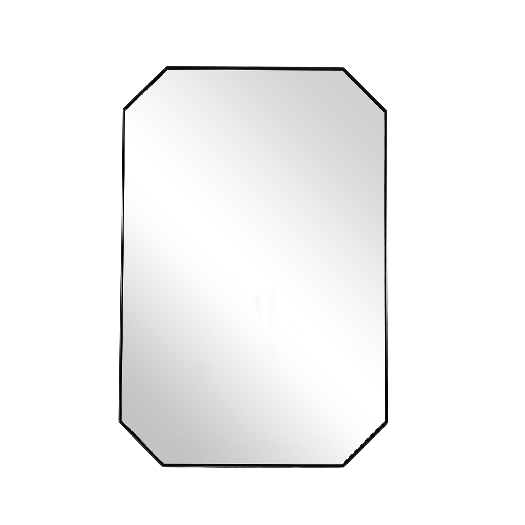 Contemporary Cut Corner Octagonal Scalloped Rectangle Mirror for Bathroom  |Stainless Steel Frame