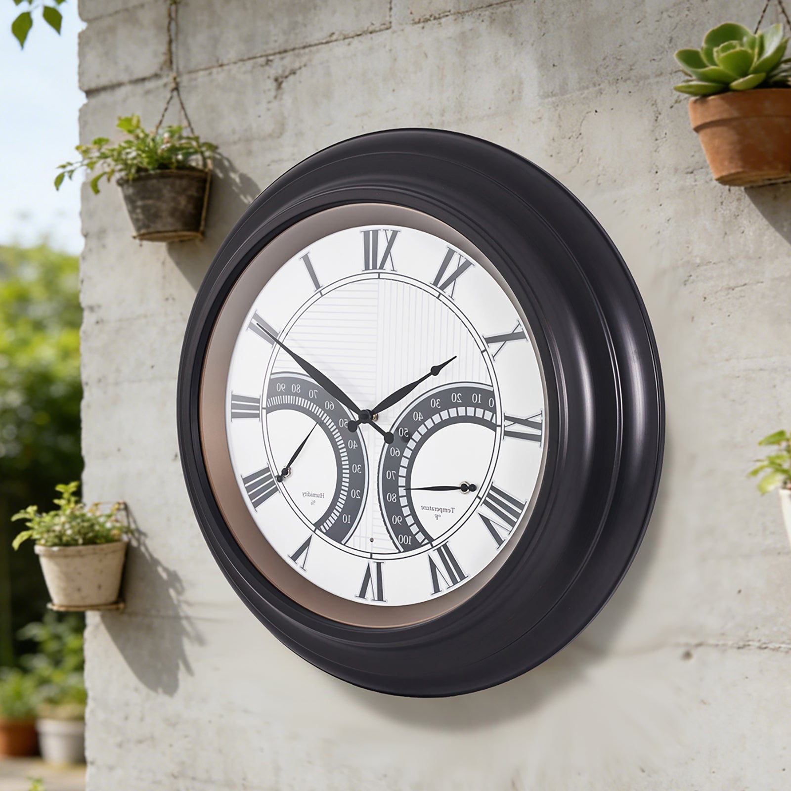 Contemporary 24 Inch Large Outdoor Wall Clock Waterproof Illuminated Clock,Stripe Dial