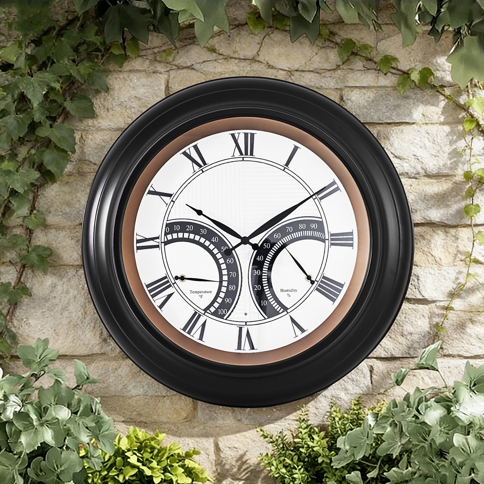 Contemporary 24 Inch Large Outdoor Wall Clock Waterproof Illuminated Clock,Stripe Dial