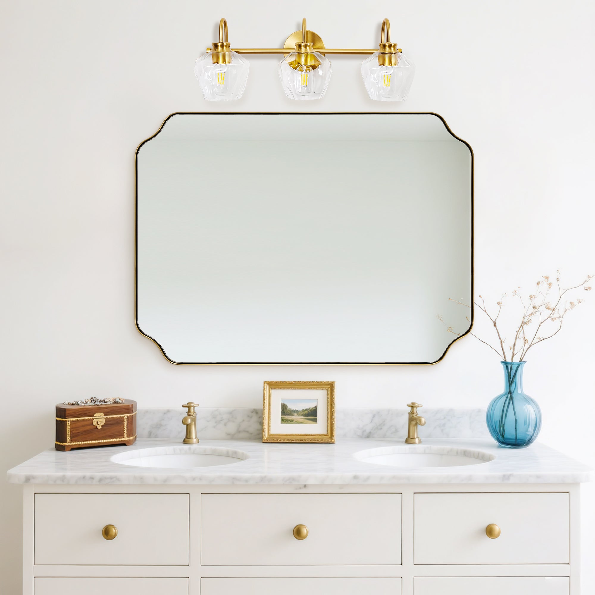 Contemporary  Hammer Glass Shade Gooseneck Bathroom Wall Sconce