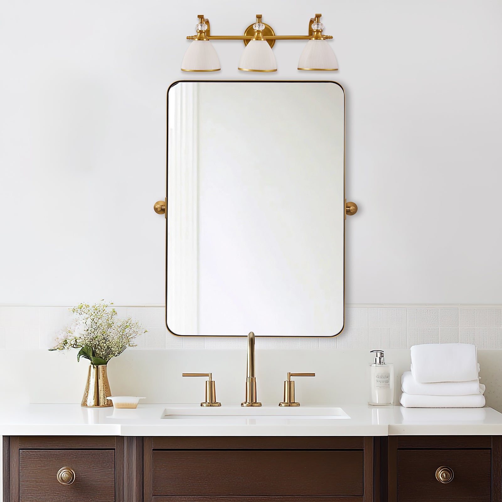 metal brushed gold frame wall sconces