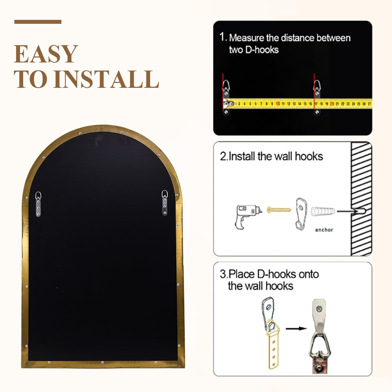 Minuette Glass Tile Edge Arched Mirror Bathroom Vanity Mirror | Stainless Steel Frame