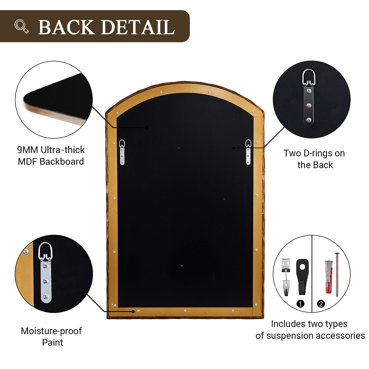 Vintage Hand-Forged Arched Mirror Hammered Wrought Iron Bathroom Mirror