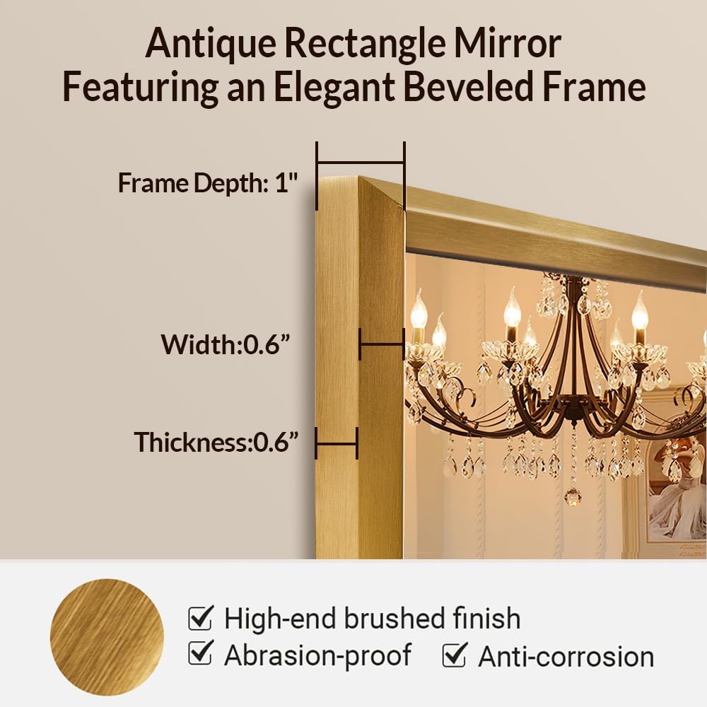 Contemporary Beveled Framed  Rectangle Wall Mirror for Bathroom Vanity|Stainless Steel Frame