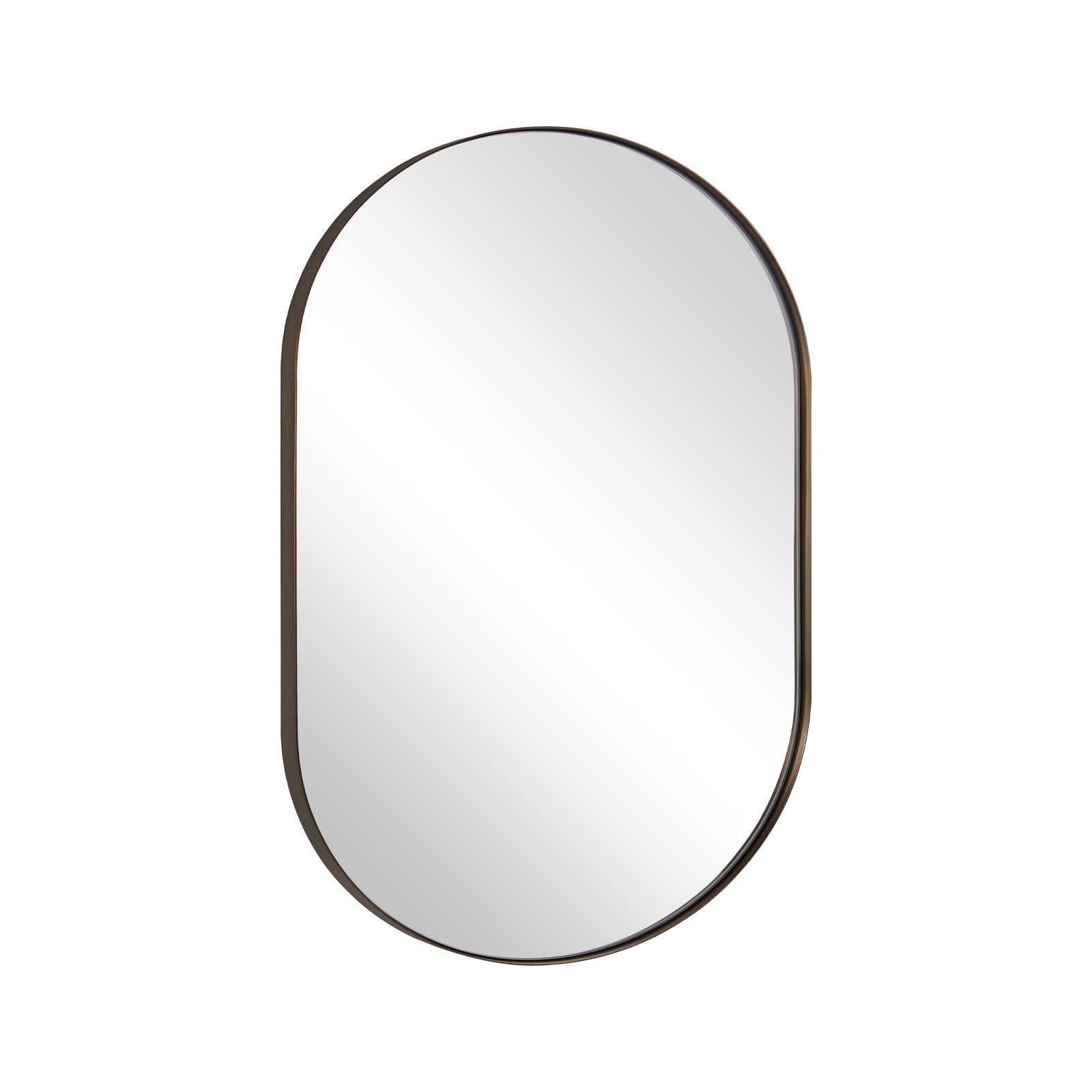 Contemporary Pill / Capsule Shaped Bathroom Wall Mirrors | Stainless Steel Framed