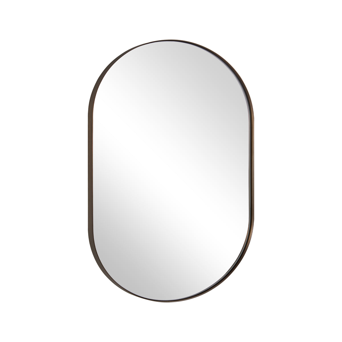 Modern Pill Shaped Capsule Wall Mirrors Long Oval Bathroom Vanity Mirror | Stainless Steel Frame