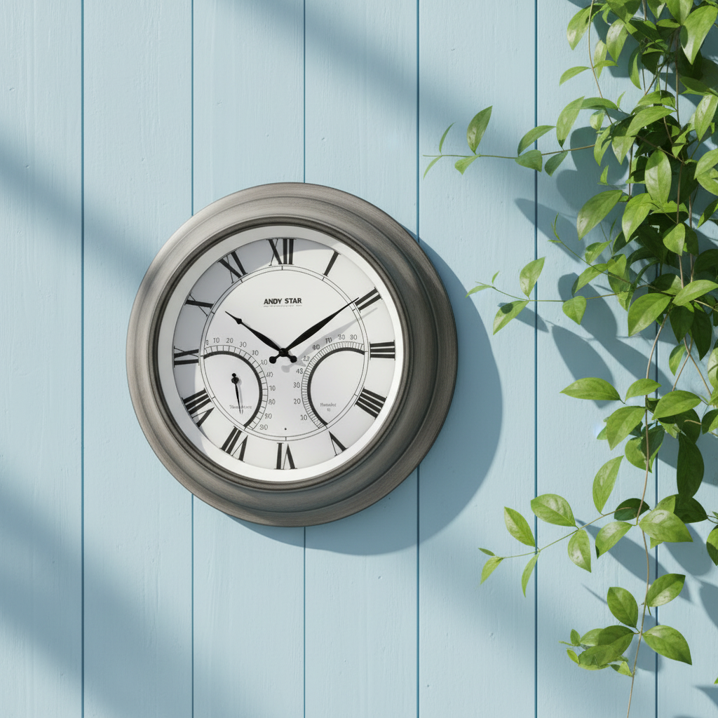 Brushed Gray Oak挂钟蓝色木板墙