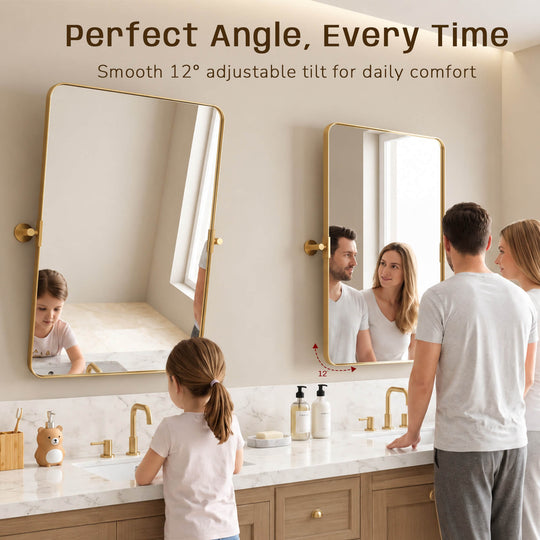 Tilting Rectangular Pivot  Mirror for Bathroom/Vanity Floating Mirror | Stainless Steel Frame